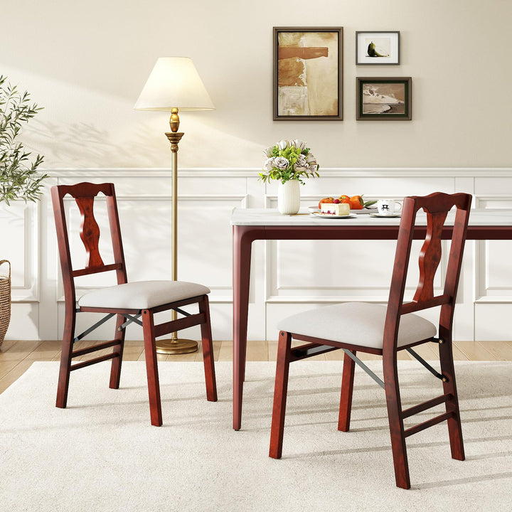 Giantex Folding Dining Chairs Set of 2/4 Upholstered Dining Chairs with Comfy Padded Seats