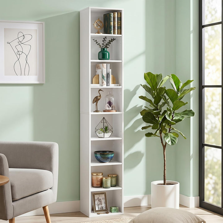 Giantex 8-Tier Tall Narrow Media Tower Rack with 4 Adjustable Shelves (1/2)