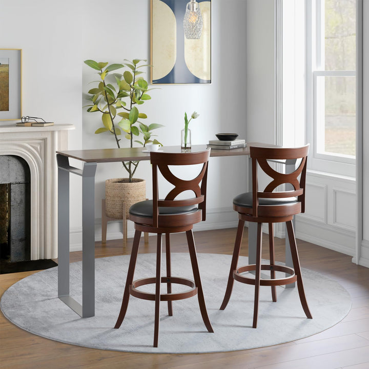 Giantex Bar Stools Set of 2, 30.5" Counter Height Bar Dining Chairs with Back &amp; Footrest, Rubber Wood Frame