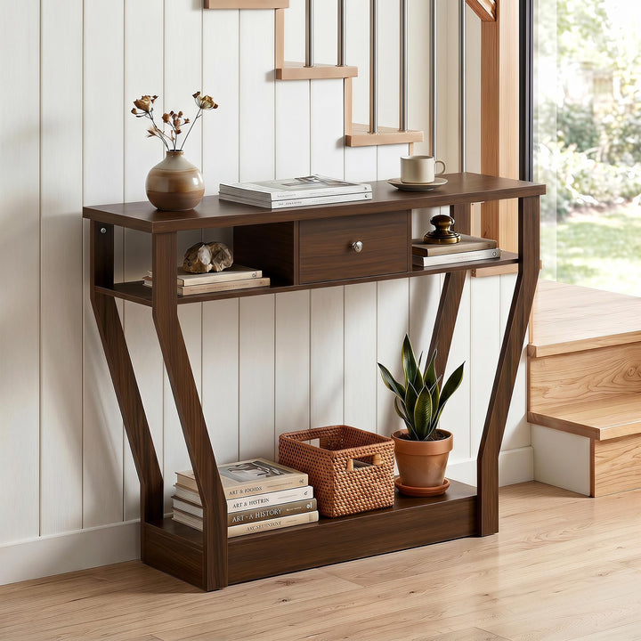GIANTEX 43" Modern Console Table with Drawer &amp; Storage Shelf