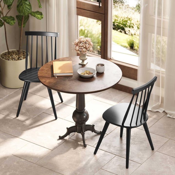 Giantex Windsor Dining Chairs Set of 2/4 Farmhouse Wooden Black Kitchen Chairs