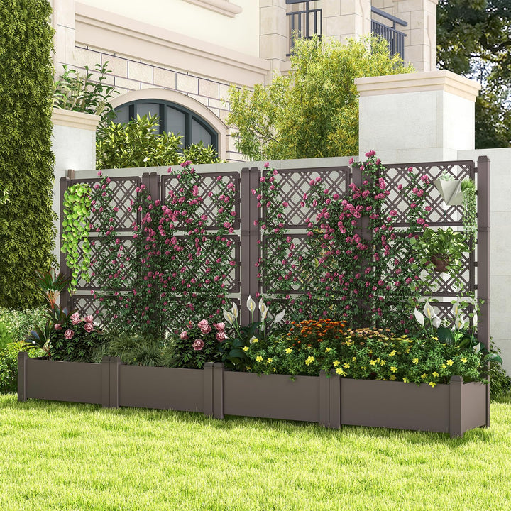Giantex Raised Garden Bed with Trellis 59”, Self-Watering Planter Box with Water Level Indicator &amp; Removable Space Dividers