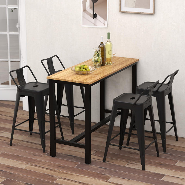 Giantex Metal Bar Stools Set of 4, 24" Counter Height Modern Industrial Barstools w/Removable Bucket Back &amp; Footrest