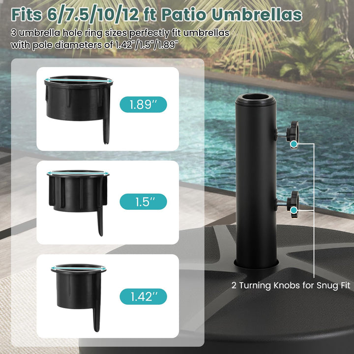Giantex  88 lbs Fillable Umbrella Stand with 2 Adjustable Knobs &amp; 3 Adapters