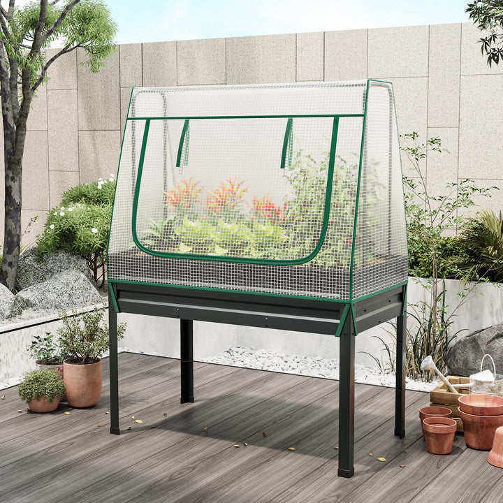 Giantex 3-in-1 Raised Garden Bed with Greenhouse Cover &amp; Trellis Rope,  46”x23.5”x59” Raised Bed for Flower Herb Vegetable
