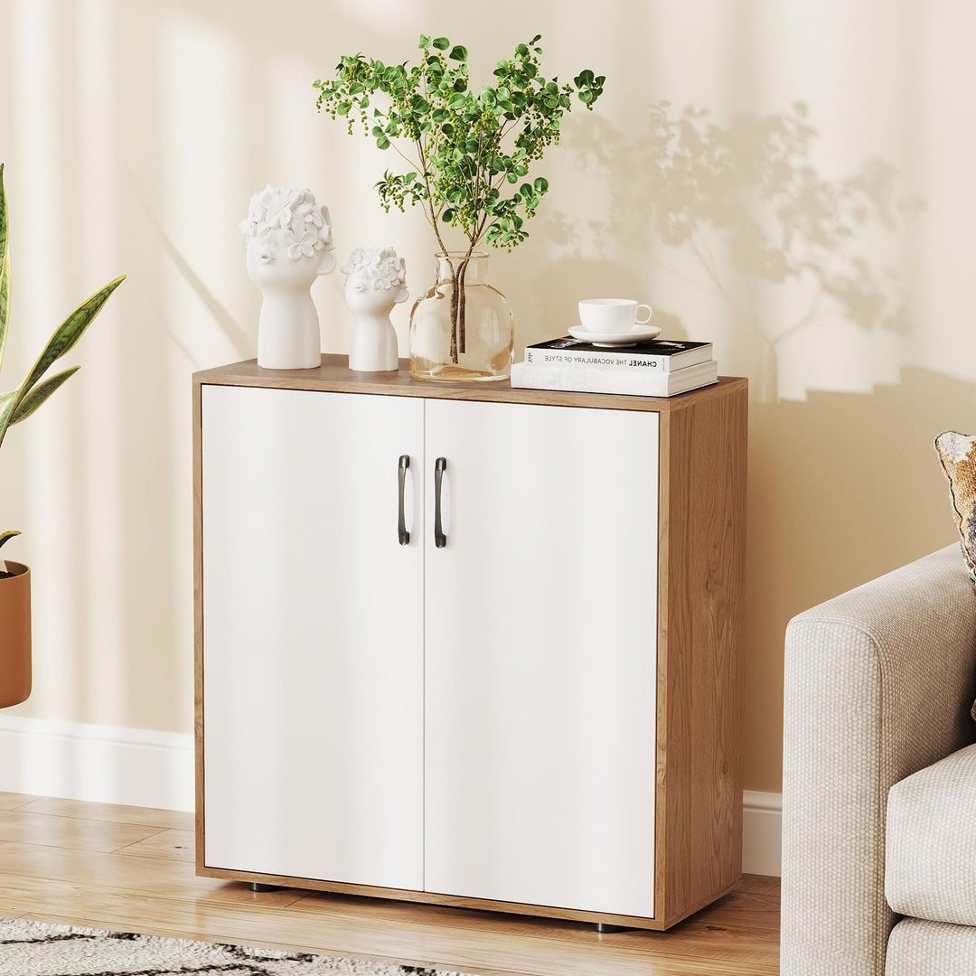 2-Door Kitchen Storage Cabinet with 5-Position Adjustable Shelf &amp; Anti-Tipping Kits