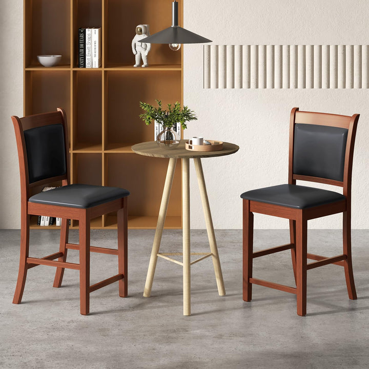Giantex 24.5" Bar Stools Set of 2, Upholstered Counter Height Bar Stools w/Faux Leather Cushion &amp; Footrest
