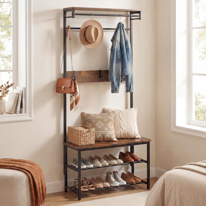 Giantex 4 in 1 Hall Tree with Bench and Shoe Storage