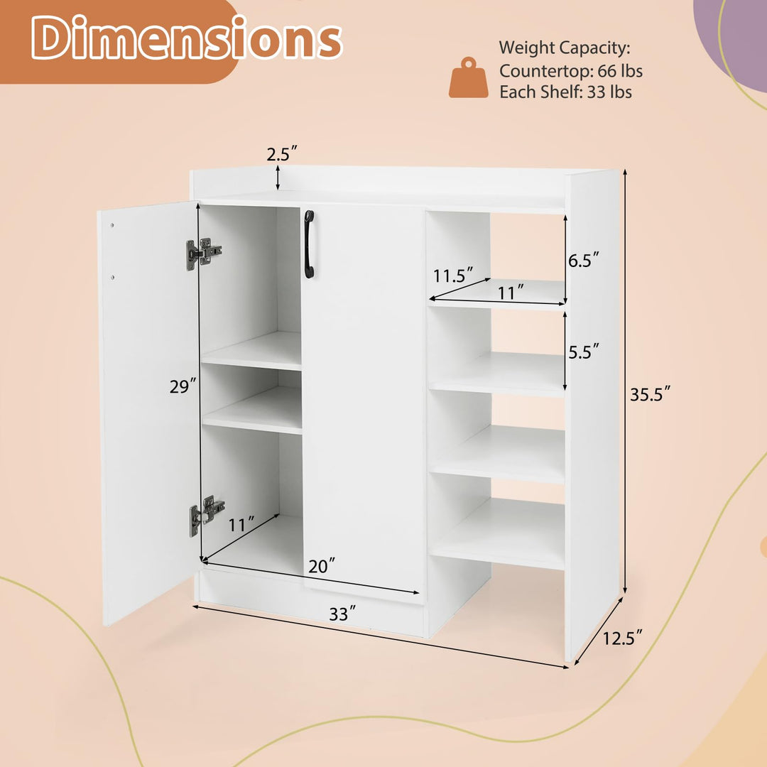 Giantex Wooden Shoe Storage Organizer w/2 Doors for Entryway