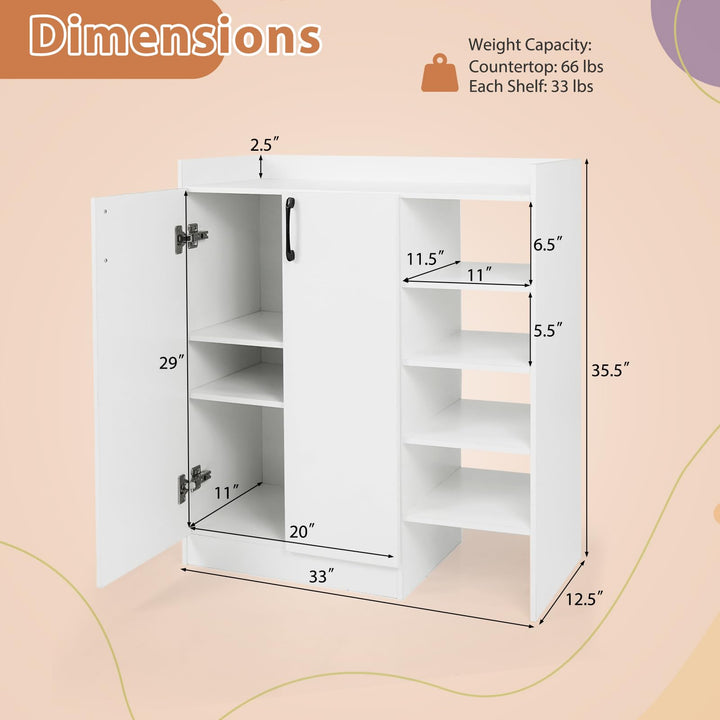 Giantex Wooden Shoe Storage Organizer w/2 Doors for Entryway