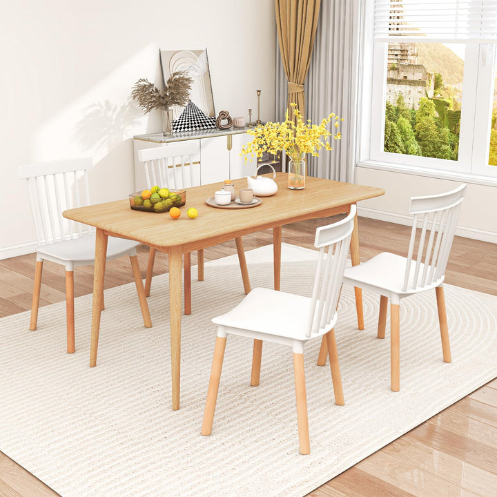 Giantex Set of 4 Windsor Dining Chairs White, Modern Kitchen Chairs w/Spindle Backs &amp; Curved Seats