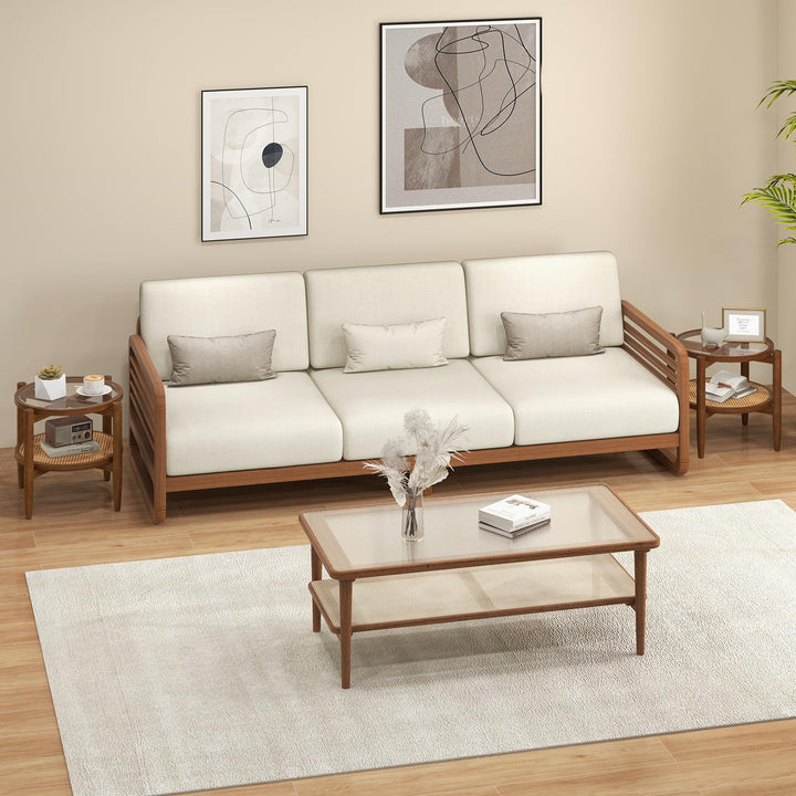 Rattan Round End Table - Giantex