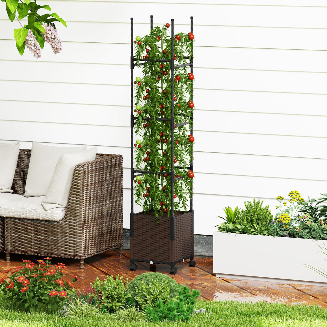 Giantex Raised Garden Bed Planter Box with Trellis
