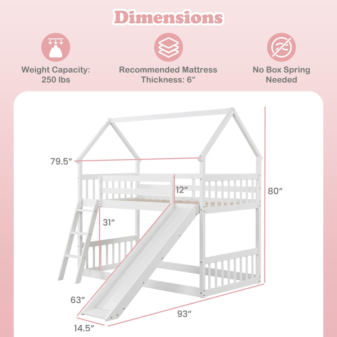 Giantex Wood Kids Bunk Bed with Slide &amp; Ladder