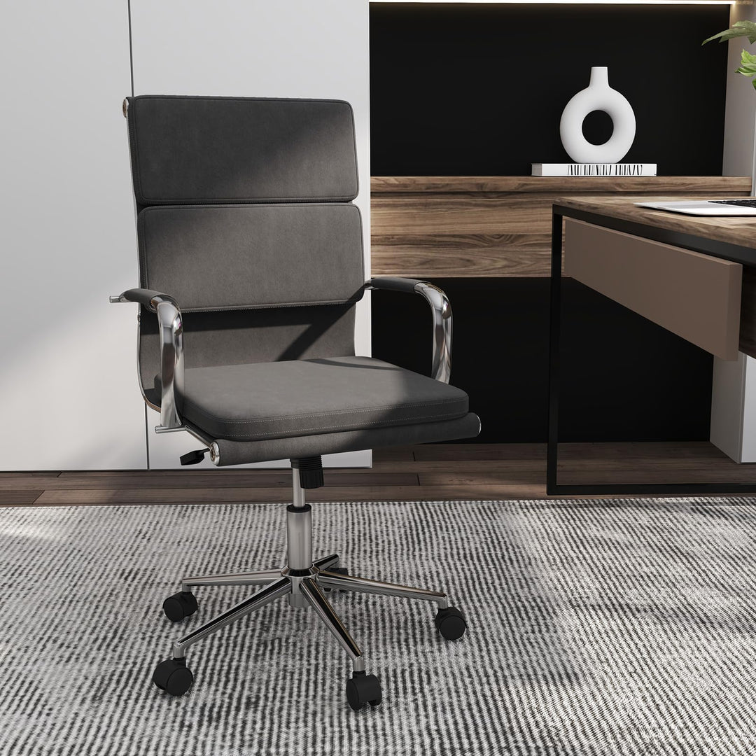 Giantex Ergonomic Office Chair Mid Back Fabric Desk Chair with Armrest