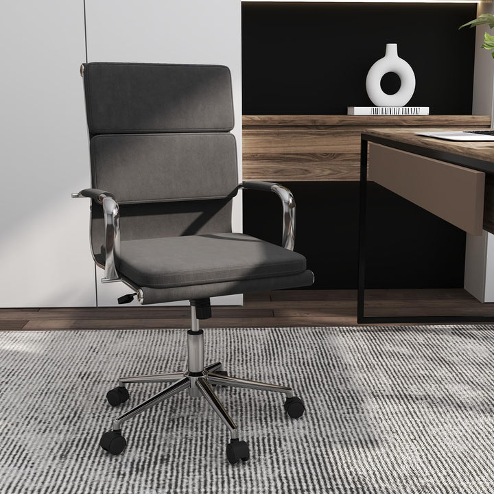 Giantex Ergonomic Office Chair Mid Back Fabric Desk Chair with Armrest