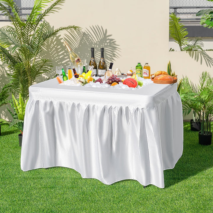 Giantex Foldable Ice Bin Table with Drain &amp; Bucket