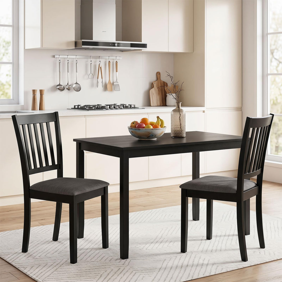 Giantex Modern Farmhouse Wood Slat-Back Kitchen Chairs w/Padded Seat (2/4)