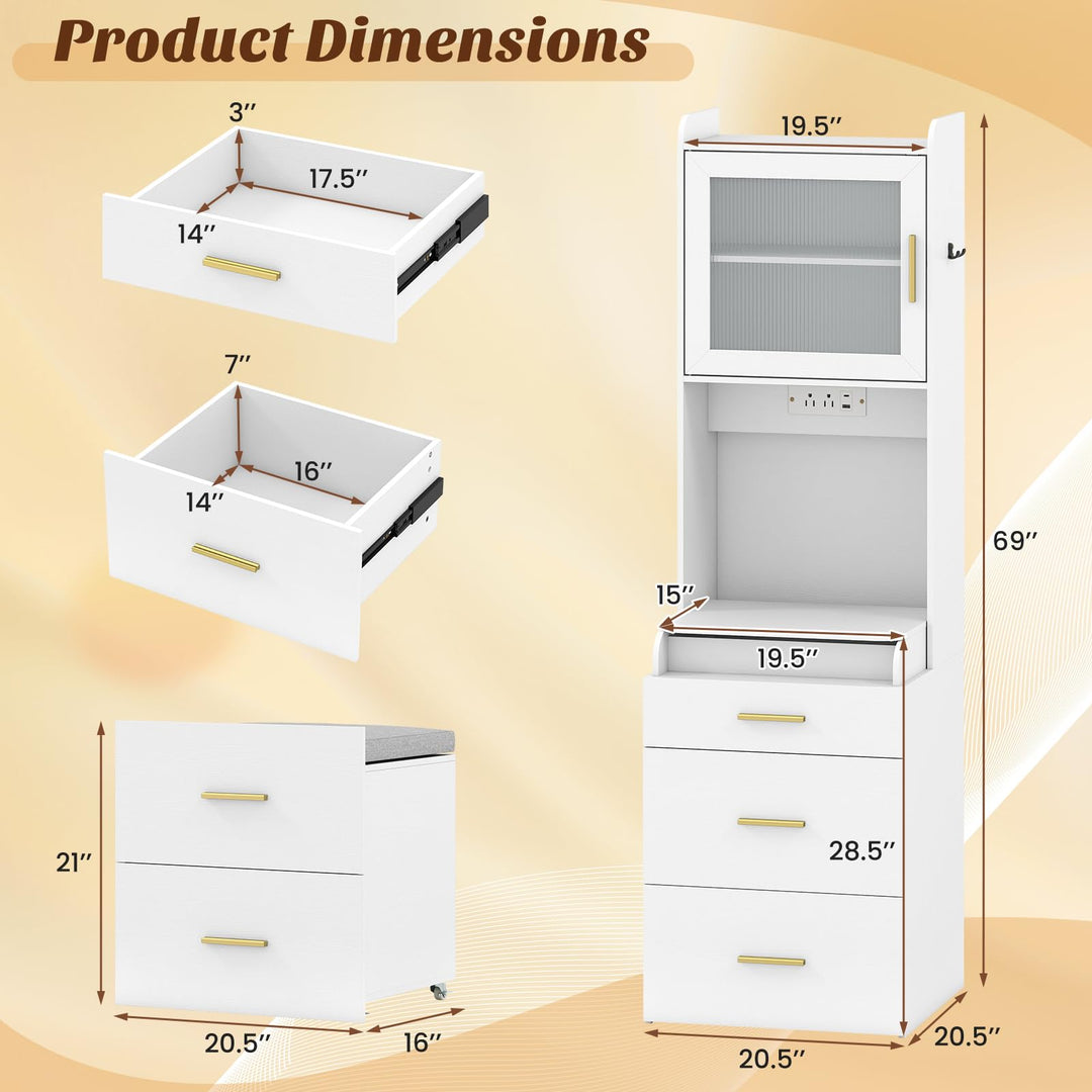 CHARMAID 3-in-1 Vanity Desk with Flip Top Mirror