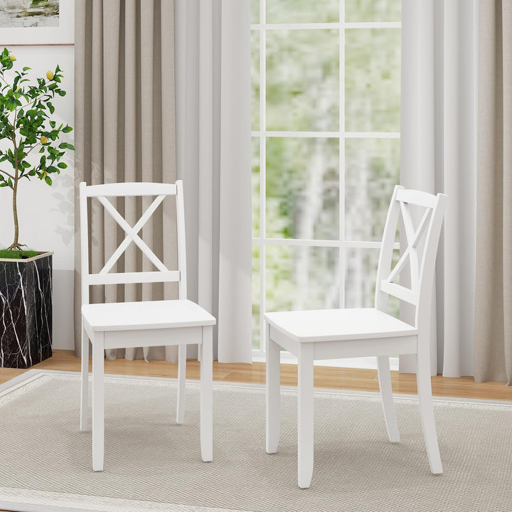 Giantex Wood Dining Chairs, Armless Kitchen Chairs w/Rubber Wood Legs &amp; Curved Backrest