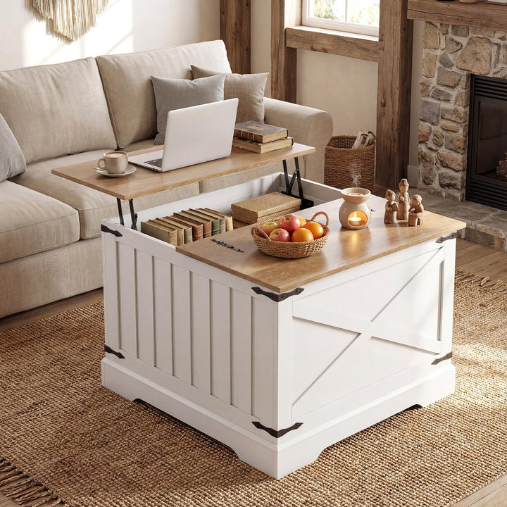 Giantex 31.5" Square Wood Center Table with Large Hidden Storage Compartment &amp; Hinged Lift Top