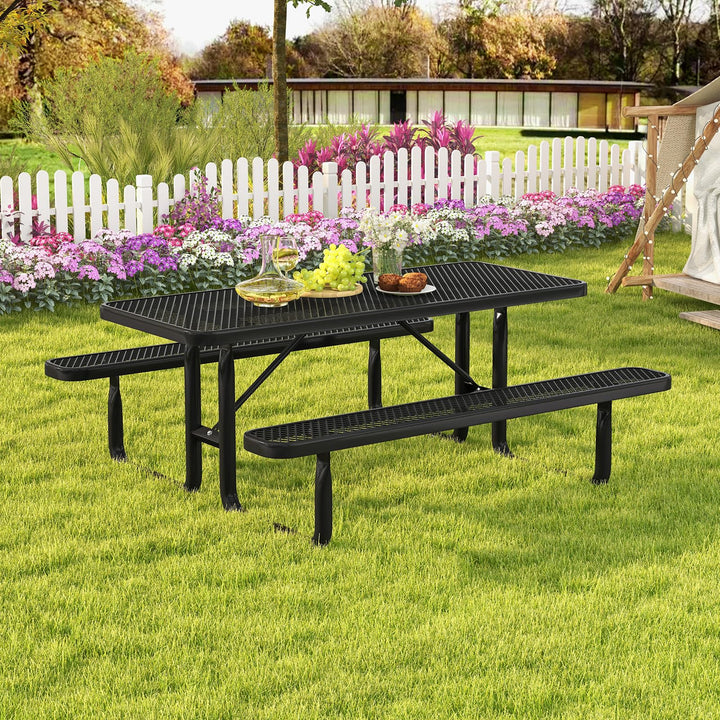 Giantex 72” Picnic Table, Large Outdoor Table &amp; Bench Set for 8