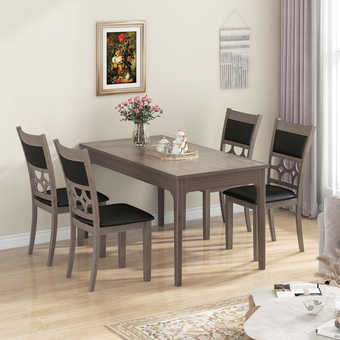 Giantex Wooden Dining Chairs, Farmhouse Armless Kitchen Chairs w/Padded Backrest &amp; Seat