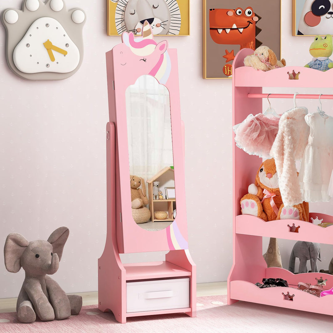 CHARMAID Kids Mirror Jewelry Cabinet - 45.5&