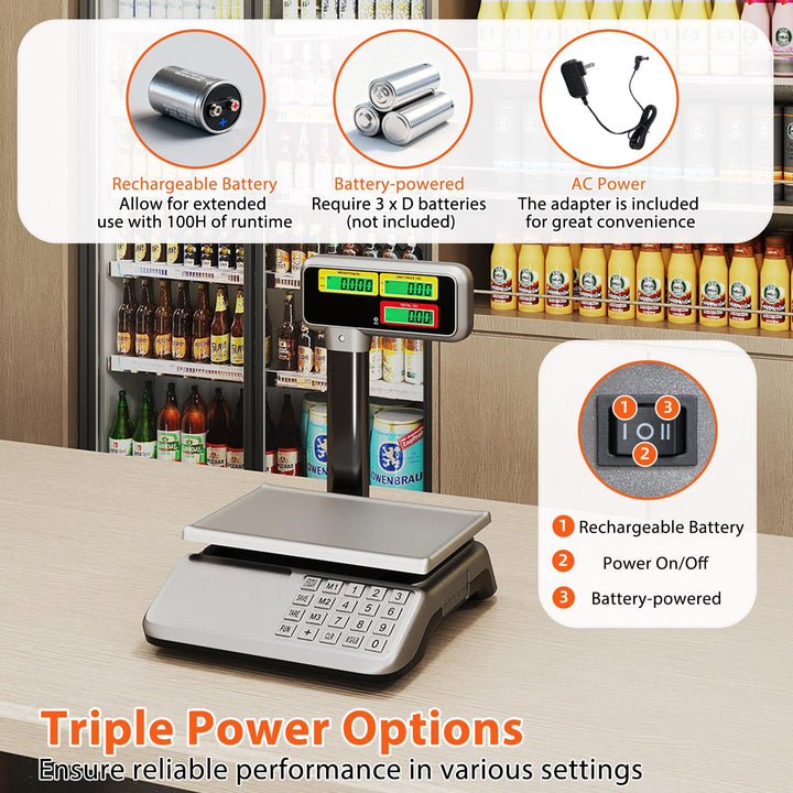 Giantex 88lb/40kg Price Computing Scale w/Pole &amp; Dual LCD Display