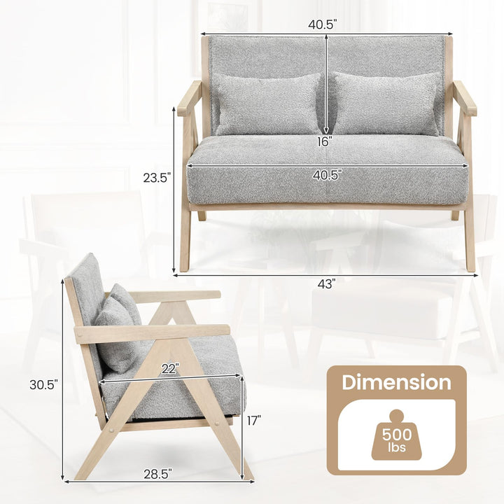 Giantex Loveseat Sofa with Throw Pillows for Small Spaces