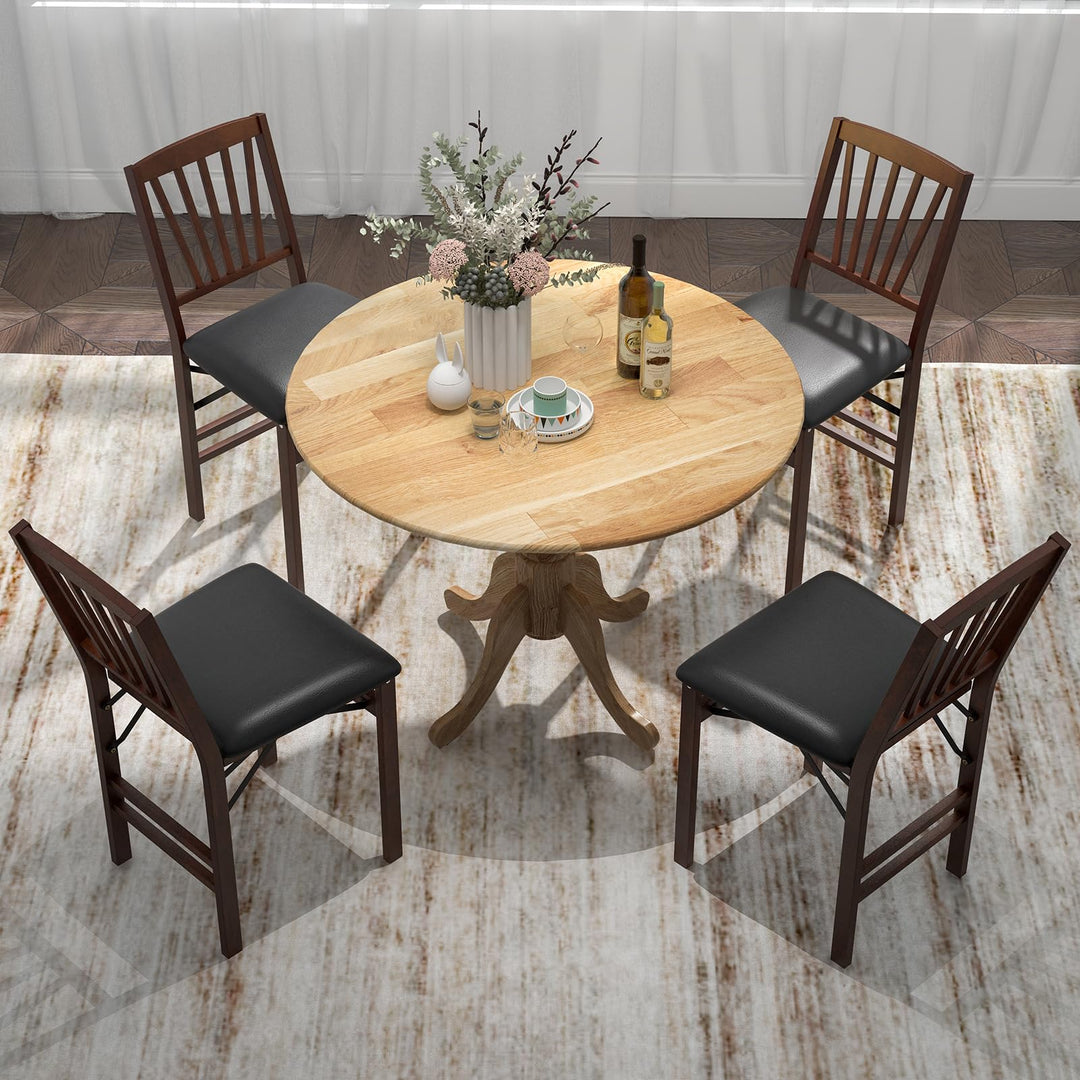 Giantex Wooden Dining Table, Dining Table with 40" D Round Tabletop &amp; Curved Trestle Legs