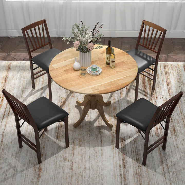 Giantex Wooden Dining Table, Dining Table with 40" D Round Tabletop &amp; Curved Trestle Legs