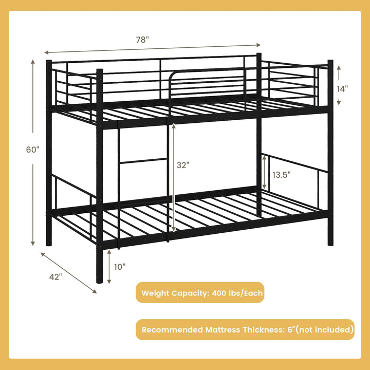 Giantex Metal Bunk Bed Twin Over Twin, Bunk Beds for Kids, Teens &amp; Adults Bunk Bed with Stairs