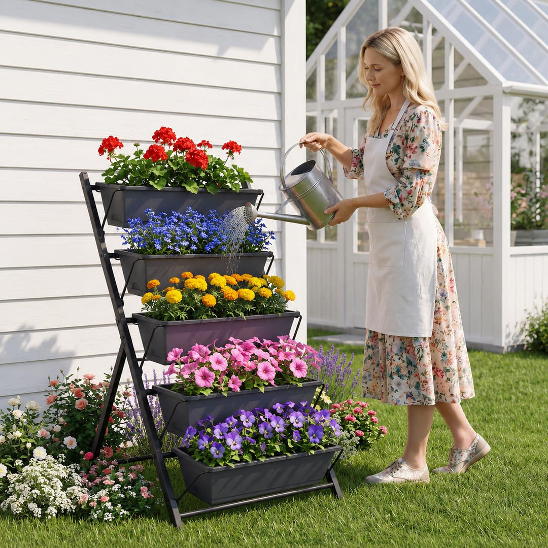 Giantex 5-Tier Vertical Garden Planter Set 1/2 Raised Garden Bed w/Drainage