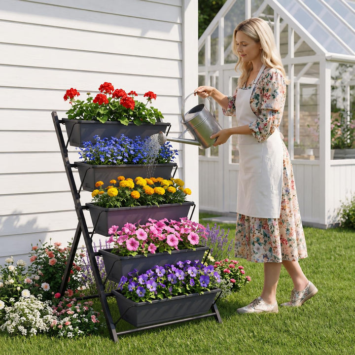 Giantex 5-Tier Vertical Garden Planter Set 1/2 Raised Garden Bed w/Drainage
