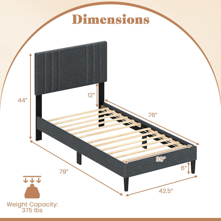 Giantex Queen/Full/Twin Size Modern Upholstered Platform Bed Frame with Vertical Channel Tufted Headboard