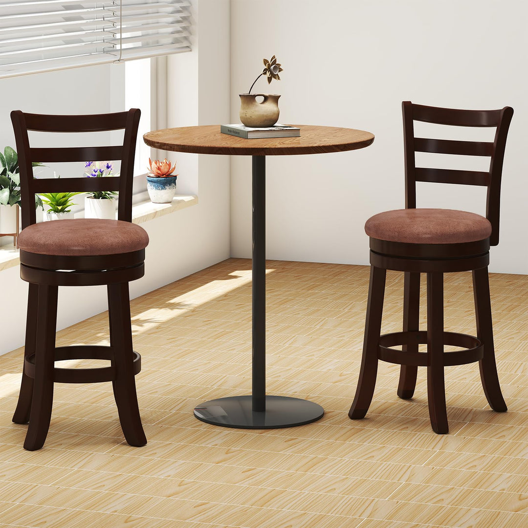 Giantex 26" Counter Height Swivel Barstools Set of 2/4 with Faux Leather Seat and Wrap-around Footrest