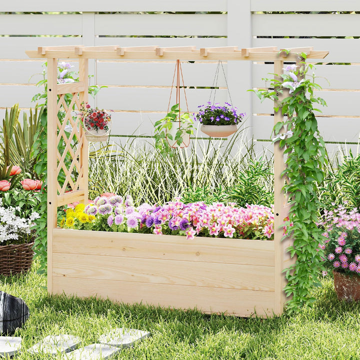 Giantex Raised Garden Bed with Sided Trellis and Hanging Roof
