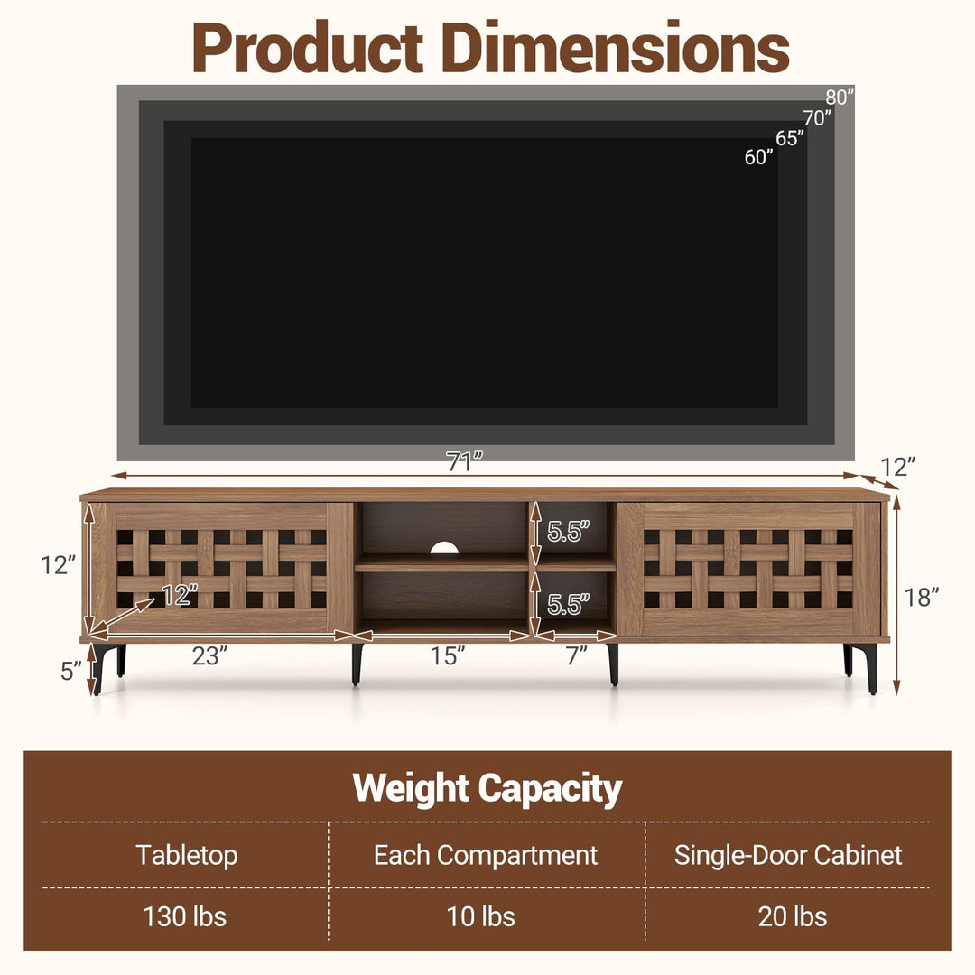 Giantex Mid Century Modern TV Stand for 60-80 Inch TV
