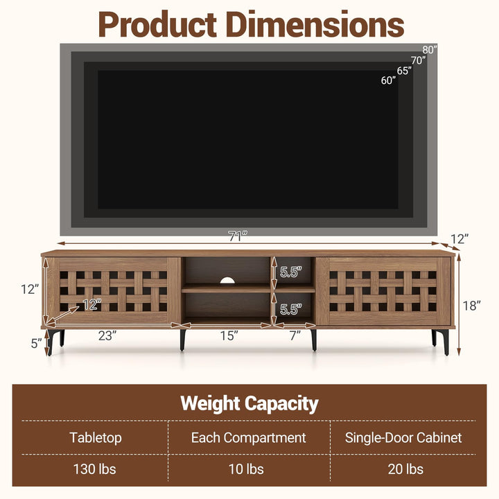 Giantex Mid Century Modern TV Stand for 60-80 Inch TV