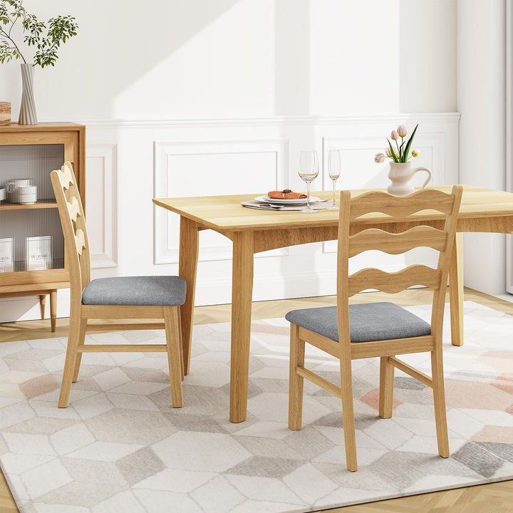 Giantex Wooden Dining Chairs Set of 2/4, Rubber Wood Kitchen Chair with Padded Seat &amp; Hollowed Backrest