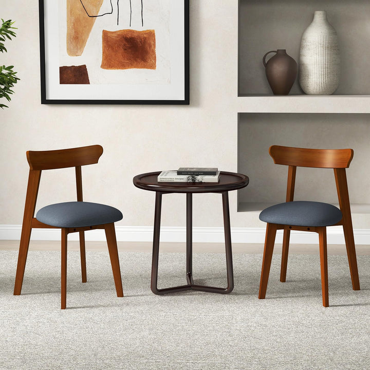 Giantex Wooden Dining Chairs Set, Mid-Century Kitchen Chairs w/Padded Seat &amp; Curved Backrest