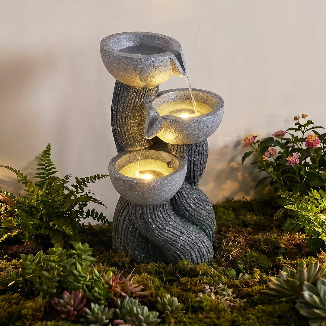 Giantex 3-Tier Outdoor Water Fountain with Lights