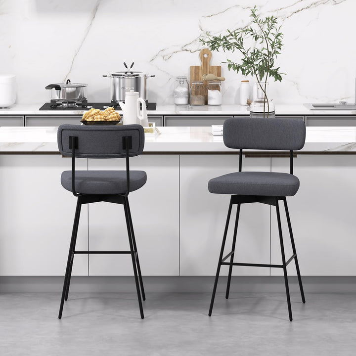 Giantex Swivel Bar Stools,  Upholstered Bar Height Bar Chairs w/Padded Seat &amp; Backrest