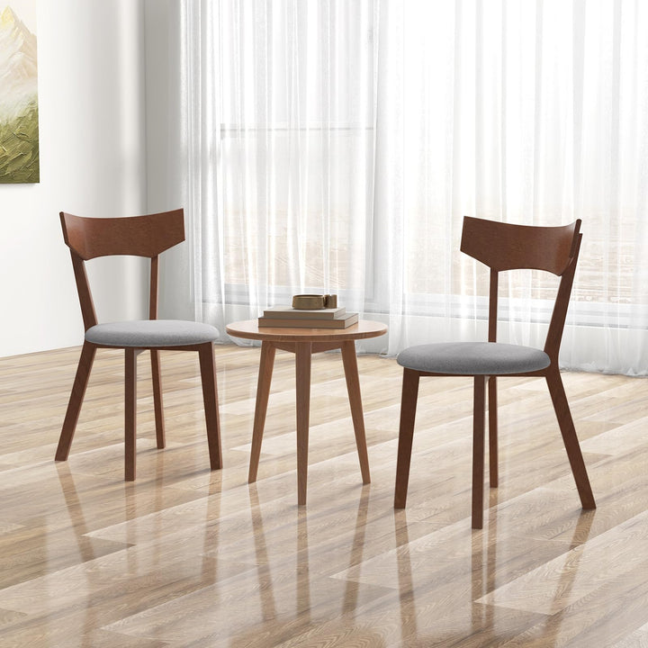 Giantex Wooden Dining Chairs, Solid Wood Kitchen Chairs w/Curved Back &amp; Cushioned Seat