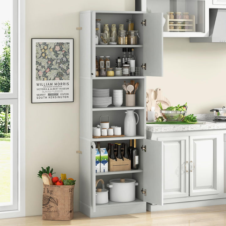 Giantex Kitchen Pantry Cabinet, 75” Tall Freestanding Cupboard with Doors &amp; Shelves