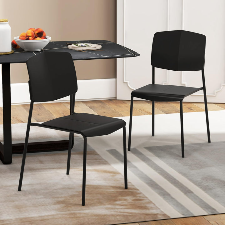 Giantex Stackable Dining Chairs Set, Modern Kitchen Chairs w/Metal Legs &amp; Curved Back, Load up to 350 LBS