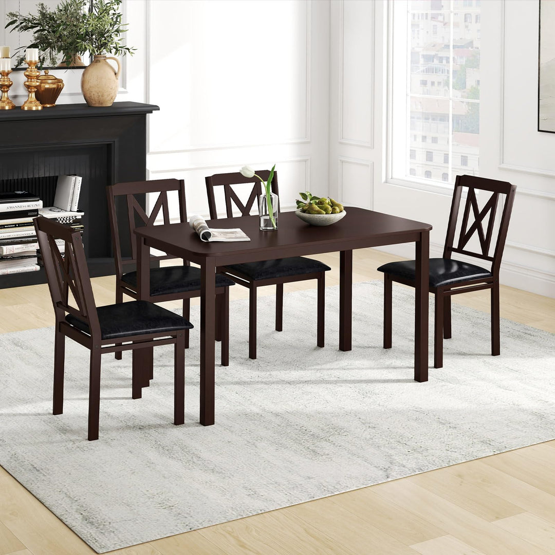 Giantex 5-Piece Dining Table Set for 4, 47" Rectangular Kitchen Table &amp; 4 Chairs