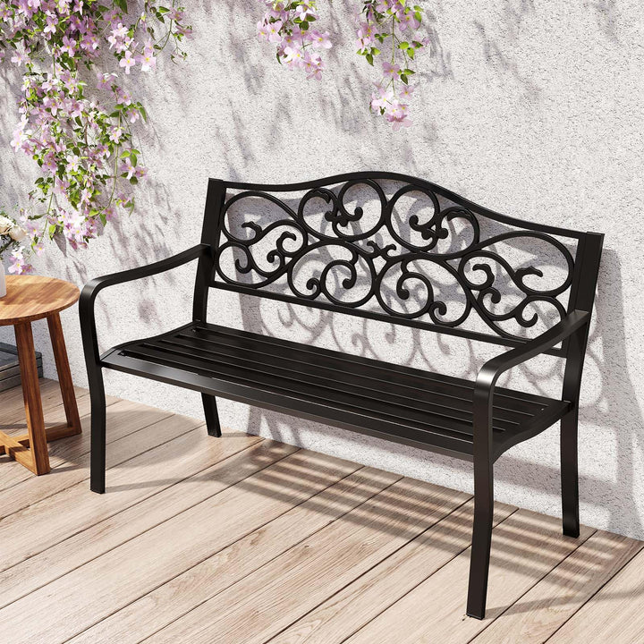 Giantex Outdoor Bench with Floral Pattern