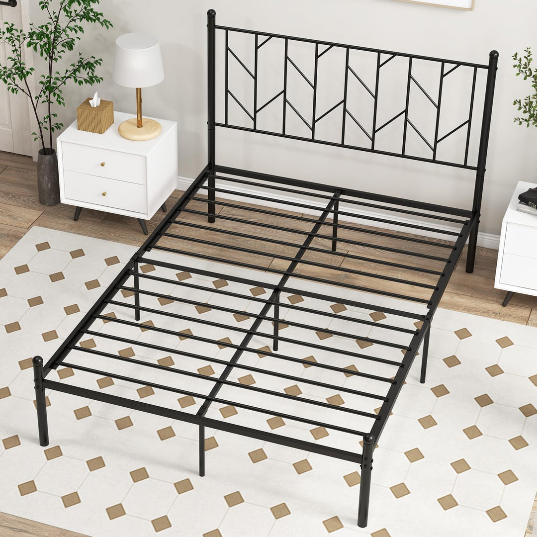 Giantex Queen/Full/Twin Size Metal Bed Frame with Victorian Style Headboard